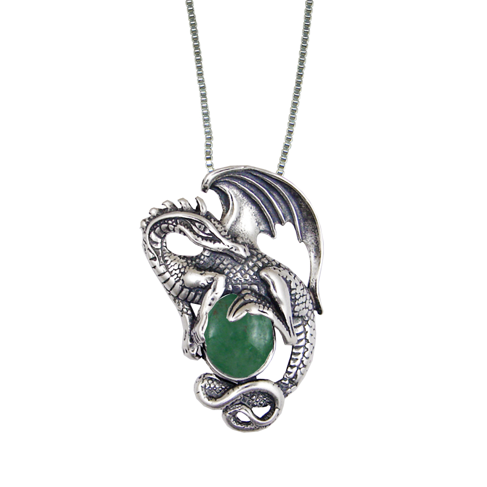 Sterling Silver Dragon Queen Pendant With Jade